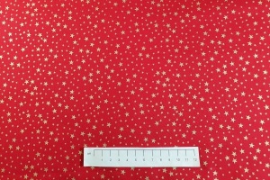 Fabric by the Metre - P303 Gold Stars - Red